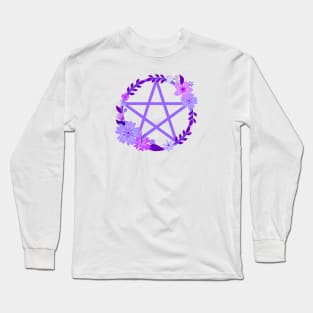 Purple Floral Pentacle Design Cheeky Witch® Long Sleeve T-Shirt